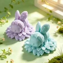 1pc Fat Bee On Flower Silicone Mold, Cat Owl Scented Candle Plaster Decor Ornament Silicone Mold - White - View 4