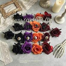 1/10/20pcs Artificial Rose Flowers, Faux Flowers, Dark Style Artificial Flower Heads, Suitable For DIY Handmade Headwear, Wedding Decoration, Window Display Atmosphere Decor Props, Halloween Photo Props - A - View 6