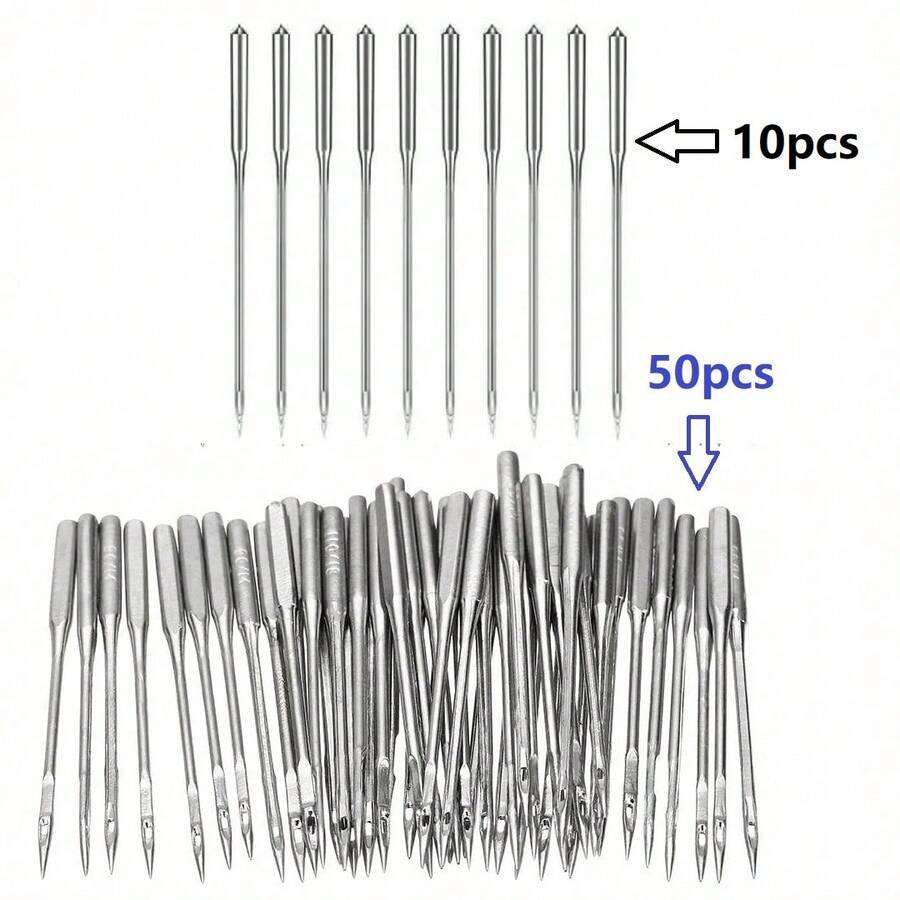 10/50pcs Home Sewing Machine Needle Set, Universal Accessories For Old Multi-Function Motor - Silver - View 1