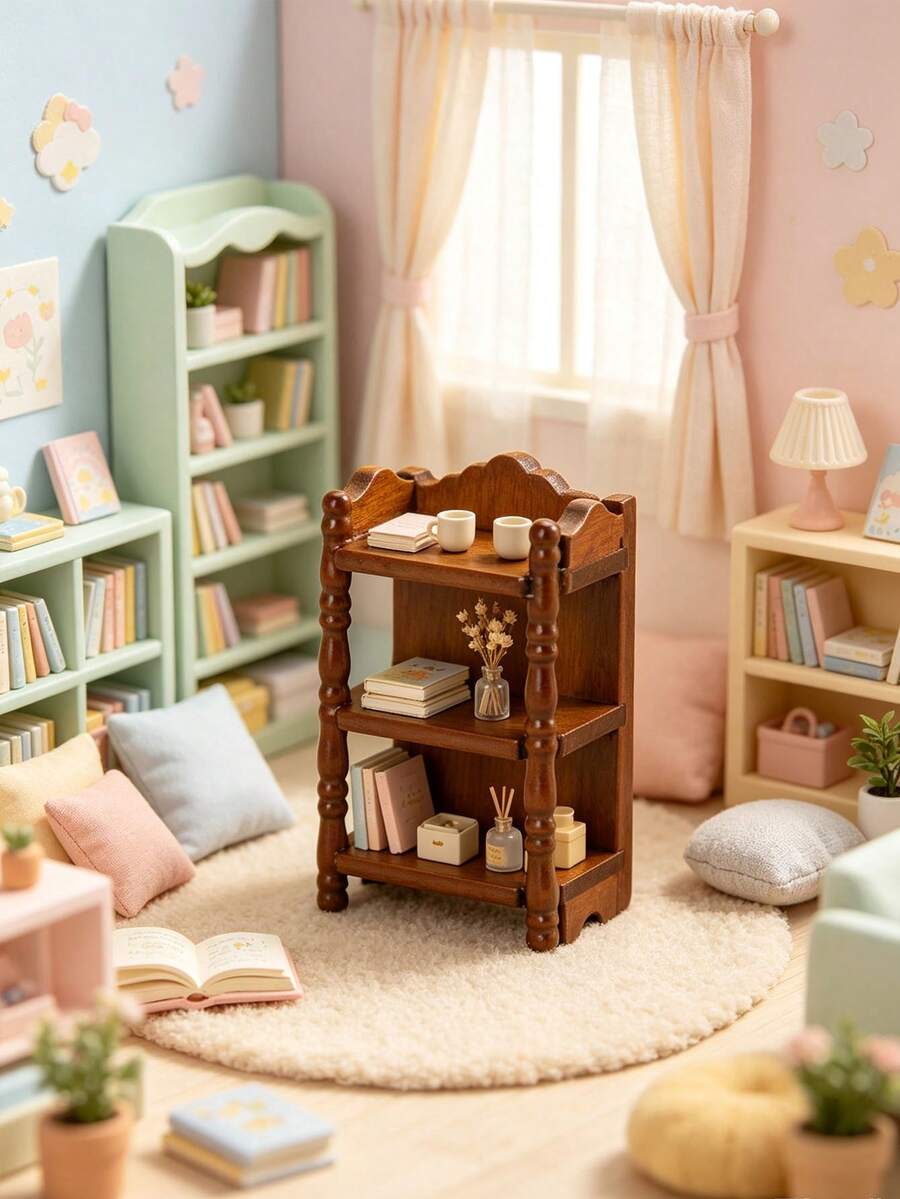 1pc 5.5cm 1:12 Dollhouse Miniature Luxury Fun Vintage 3-Tier Storage Rack, Independent Mystery Box Package Dollhouse Furniture, Suitable For Adult Women Mini Vintage Interior Decor, Vintage Theme Anniversary, Autumn Atmosphere Birthday Gift, Home Desktop Collection Display, All-Season Vintage Light Luxury Soft Decor Matching Item - Multicolor - View 1