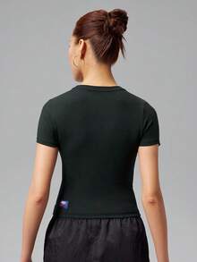 Jordan Women's AS W J FLT SS TMID WINGS Short Sleeve Knit Collarless T-Shirt TIV5348-010 - Black - View 2