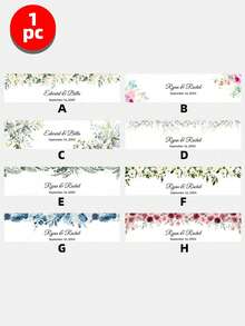1/5/10/20pcs Personalized Water Bottle Label Stickers, Customizable Water Bottle Packaging Labels, Customizable Name Text - Leaf And Flower Design, Suitable For Birthday, Family Gathering, Holiday Party, Wedding Packaging, Suitable For Groom, Bride - Multicolor - View 2
