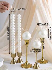 Pearl Long Candles, Pearl Gloss Smokeless Candles, New Pearl Candle Holder, Suitable For Holiday Candlelight Dinner Decoration, Wedding Venue Decoration, Birthday Party, Christmas, Halloween Holiday Party Decoration - Multiple Styles - View 6