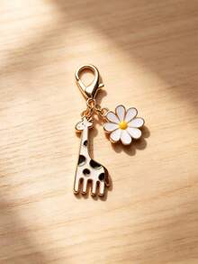 1pcCute Giraffe Daisy Keychain, Perfect As A Gift For A Girl Friend - Multicolor - View 6