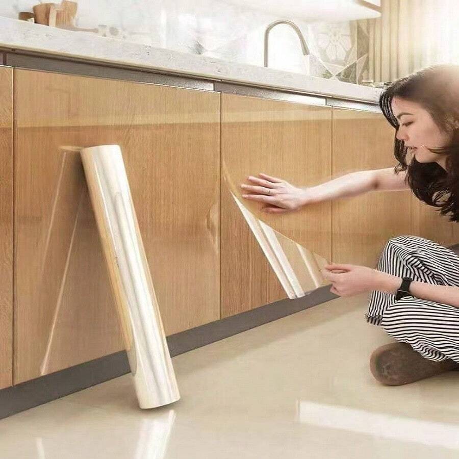 1PC New High-Definition Transparent Furniture Protection Film, Scratch-Resistant And Anti-Collision Cabinet Refurbishment Film, Easy Installation - View 1
