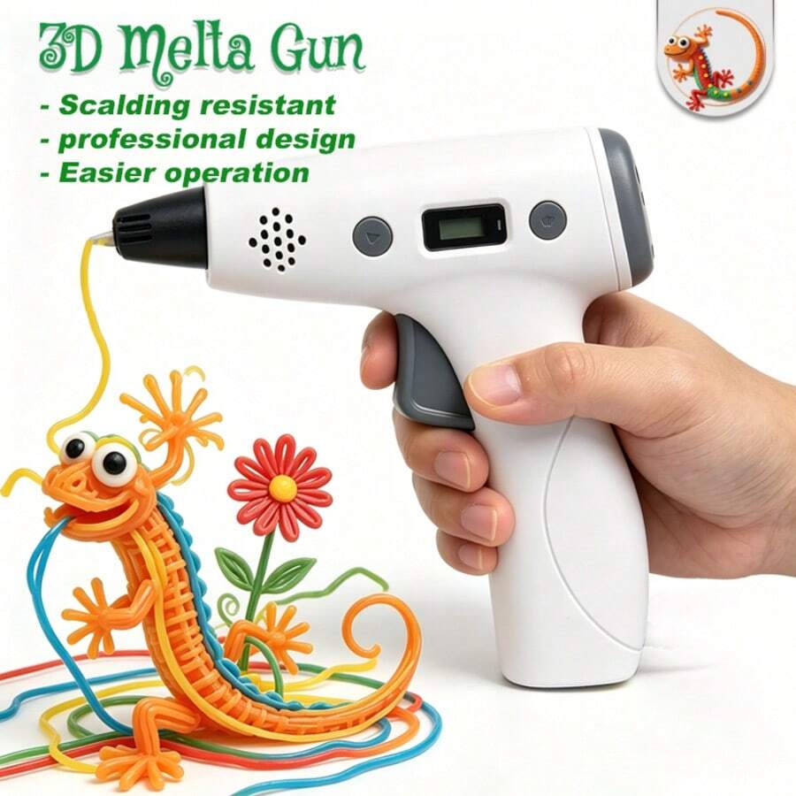 MXLX 1 Set Pena Lem Panas 3D dengan Desain Anti-Luka Bakar, 3 Kecepatan Dapat Diatur, Kompatibel dengan Filamen ABS dan PLA, Panjang 3 Meter, 6 Warna, Dilengkapi Buku Gambar untuk Menjiplak, Cocok untuk Sebagian Besar Penggemar Kreasi Kerajinan Tangan - View 1