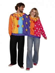 Couples Halloween Clown Costume 2-Person Conjoined Pullovers For Cosplay - Multicolor - View 6