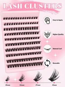 150PCS Thick, Soft, Lightweight False Eyelashes With Eyelash Extensions, Adhesive Sealing, Eyelash Tweezers, Eyelash Brush, False Eyelash Extension Kit, C Curling 10-16mm Mixed Length Eyelash Clusters Suitable For Daily Use, Gatherings, And All Occas - Black - View 2