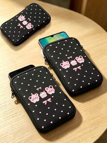 New Bear Pattern Direct-Insert Phone Protective Case/Storage Bag - Outdoor Phone Storage Bag, Direct-Insert Design, Anti-Drop And Dust-Proof, With Warm Elastic Lining, Portable And Easy To Carry; Perfect For Daily Commute, Outdoor Travel And Vacation, Essential Travel Accessory, Teacher's Day Gift, Vacation Essential - Multicolor - View 1