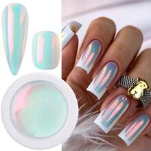 2PCS Neon Aurora Nail Powder - Ultra Bright Holographic Mirror Effect & Mermaid Aurora, Suitable For Home DIY Salon Manicure, Multi-Color Glitter Powder For Nail Decoration, Silk Moonlight Powder Magic Mirror Powder High Gloss Fairy Aurora Powder - Multicolor - View 4