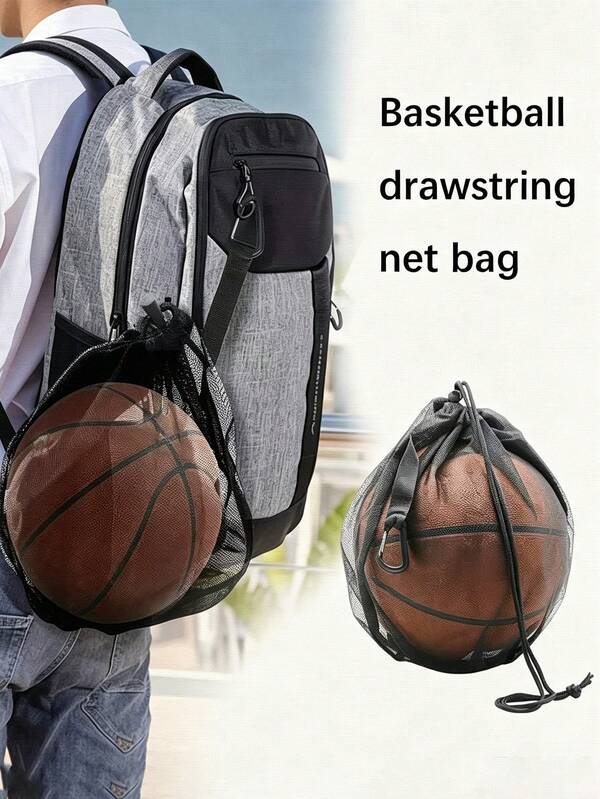 Portable Soccer Mesh Bag, Multi-Functional Drawstring Sports Mesh Bag, Foldable Soccer Mesh Bag, High-Quality Drawstring Sports Ball Bag Suitable For Basketball, Water Polo, Soccer, Volleyball. (Bag Only)