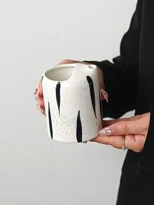1pc Vintage Style Striped Hand-Painted Ceramic Hand-Held Coffee Cup, Juice Cold Drink Cup, Breakfast Milk Cup, Latte Coffee Cup, Afternoon Tea, Suitable For Home, Cafe, Photography, Valentine's Day Gift Pair, Mother's Day, Thanksgiving, Gift For Family And Friends - Multicolor - View 13