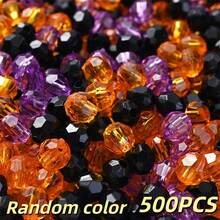 200/500/2000pcs 6mm Acrylic Halloween Faceted Beads, Crystal Spaced Beads, Perfect For DIY Jewelry Bracelets, Necklaces, Halloween Decor - Random Color - View 7