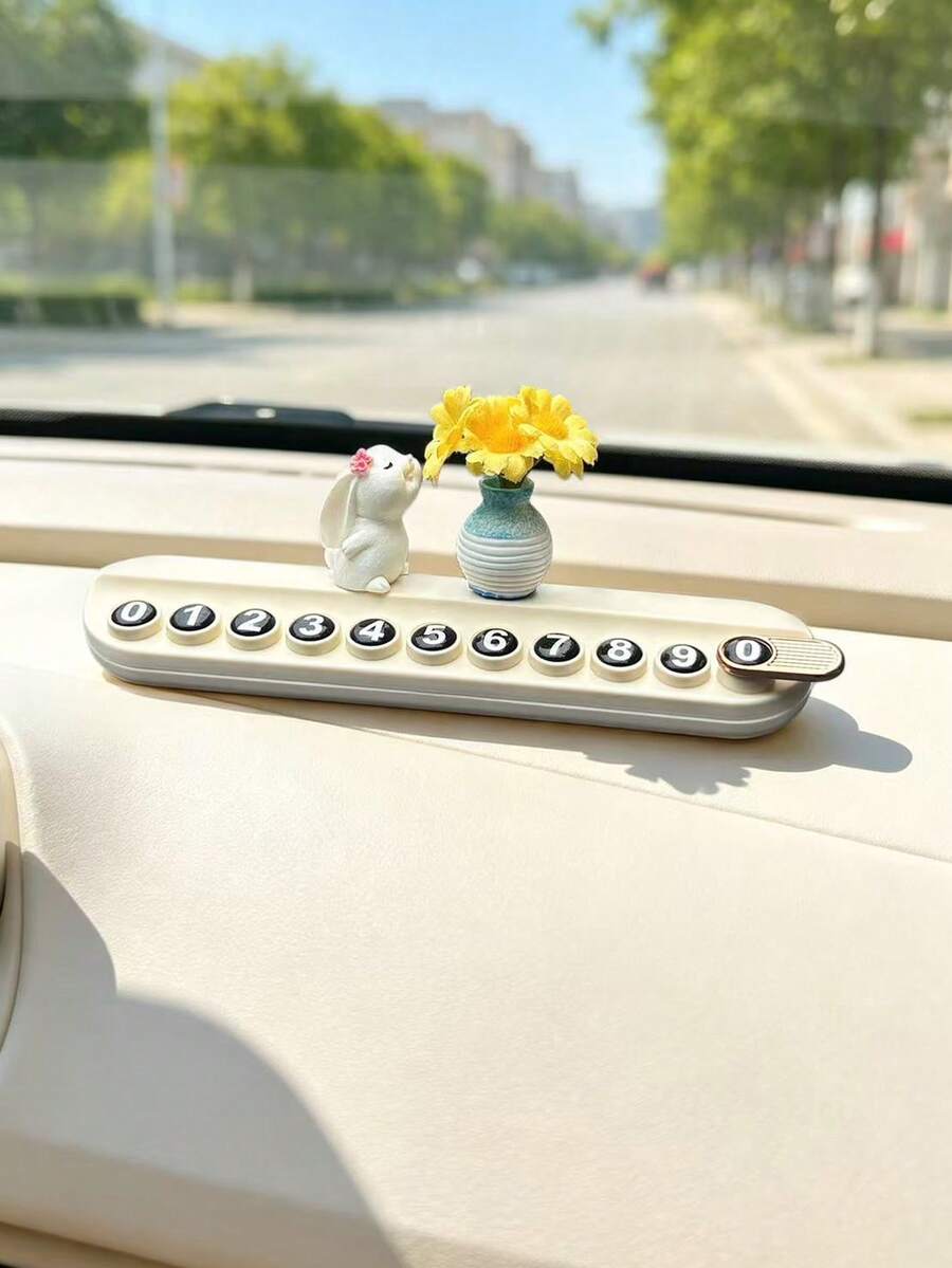 1pc Rabbit Shaped Temporary Parking Phone Number Plate, Concealable Number Plate For Car - Number Plate - View 1