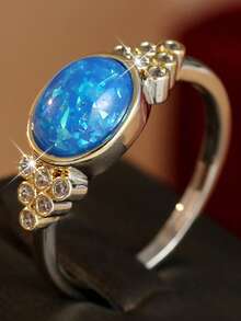 Gmzalx Women's Fashion Personalized Ring, Vintage Luxury Texture, Suitable For Banquet, Date And Daily Wear - Blue - View 4