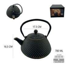 1pc Handmade Textured Cast Iron Teapot, Japanese Style Textured Cast Iron Teapot, Suitable For Outdoor Tea Mats And Indoor Tea Rooms. - Black - View 11