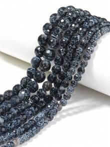 1 Strand 6/8/10mm Cracked Dream Black Fire Agates Round Beads Natural Stone Beads For Diy Bracelet Earrings Jewelry Making ﻿ - Multicolor - View 3