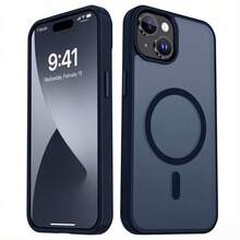 磁吸磨砂保護殼，相容 iPhone 13 15 14 16 17 11 12 Pro Max Plus 17e 16e，防震防摔手機殼 - 藍色 - 查看 1