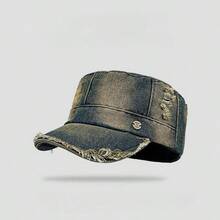 1件美式復古做舊水洗女款棒球帽 春夏百搭平頂馬術風棒球帽 破洞設計 - 彩色 - 查看 5