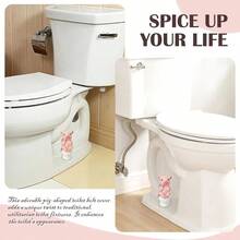 Ceramic Pink Pig Toilet Bolt Cover, Bathroom Floor Screw Cap, 2-Piece Set - C - View 6