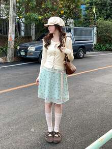 Women's Summer Design 2 In 1 Slim Fit Knit Long Sleeve T-Shirt Casual - Apricot - View 6