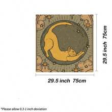 1 Stück Vintage Stretch Gelbe Katze Vollmond Tarot Tuch Konstellation Stern Wolke Himmlische Altar Matte Weicher Stoff Tarot Ausbreitung Tischdecke Niedlich Mystisch Hexe Spirituelle Wahrsagerei Karten Matte Heim Ritual Dekoration Geschenk - Schwarz - Übersicht 8