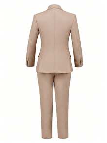 Boys' Lapel Button-Up Jacket, Formal Suit Blazer, Champagne Color, Size 6-16 Years - Champagne - View 3