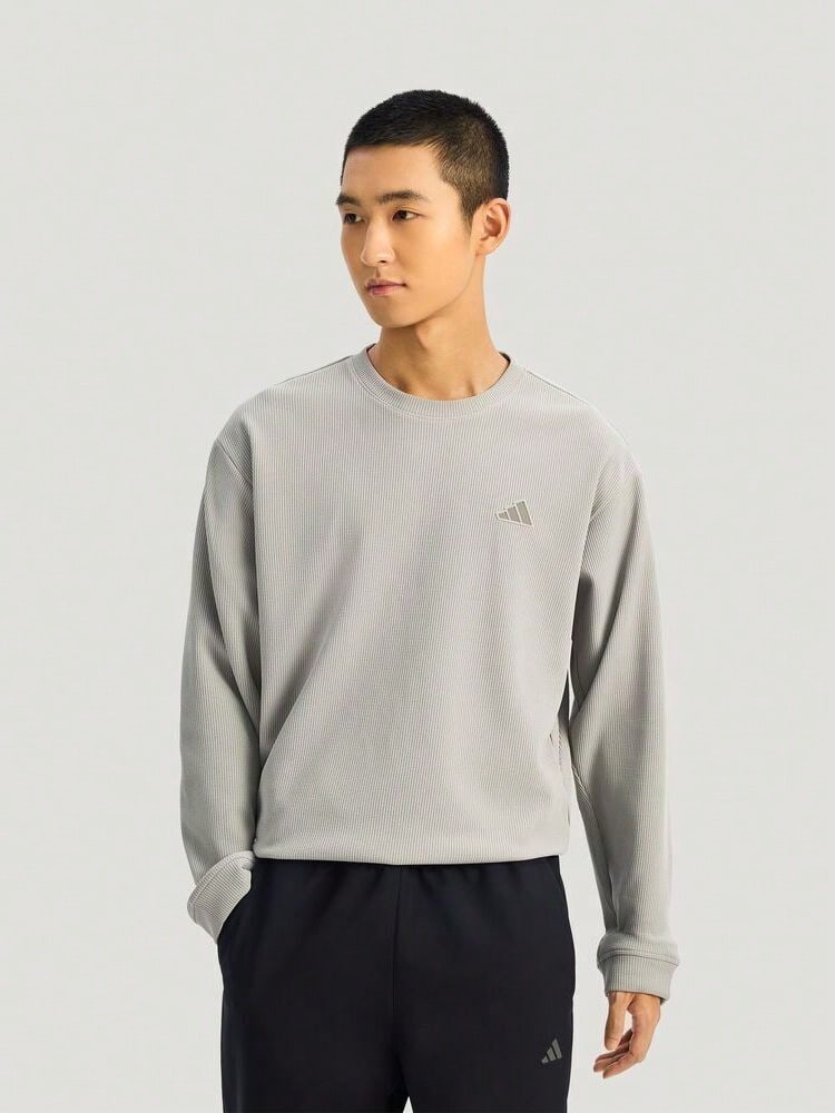 Adidas Men's TH WAFFLE CREW Knit Sweatshirt No Hood KR2542 - Grey - View 1