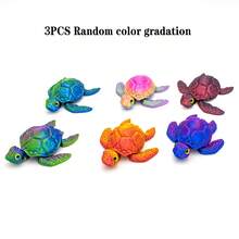 Estatua de tortuga articulada impresa en 3D multicolor, extremidades totalmente móviles, decoración coleccionable de escritorio de criatura marina, puede cambiar a múltiples poses de natación, regalo exclusivo para amantes del océano, color de ojos aleatorio - Multicolor - Ver 12