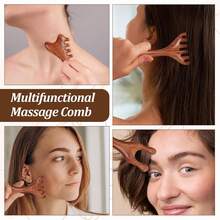 2 món dụng cụ massage da đầu bằng gỗ, lược Gua Sha gỗ đàn hương massage đầu thủ công giúp thư giãn sâu, dụng cụ massage chân - màu nâu - Xem 7