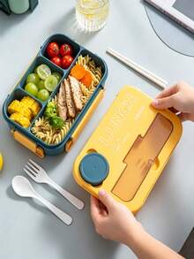 1300ml Multi-Color Divided Leak-Proof Bento Box, Multi-Compartment Meal Separation To Prevent Flavor Mixing, Strong Sealing Buckle Leak-Proof, Portable Lightweight Easy To Store. Large Capacity Suitable For Main Meals And Snacks, Portable Lunch Box For Office Workers And Students, Suitable For Back To School, Travel, And Office Use. - Multicolor - View 7