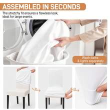 Froadp Chair Covers Universal Stretch Chair Cover White Chair Covers Ribbon Chair Covers With Bow For Parties, Weddings And Celebrations, White - White - View 7