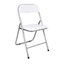 Silla plegable acolchada blanca con estructura metálica resistente, asiento ergonómico, fácil de almacenar, silla portátil para eventos, reuniones domésticas, terrazas y espacios de estudio - A - Ver 4