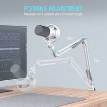 FIFINE Dynamic Microphone With Boom Arm, Studio Vocal XLR Microphone, Podcast USB Mic Kit For PC With Mute Button, Volume Knob, Headphone Jack, For Streaming Recording-AmpliTank K688CT White (Global Version) - White - View 8