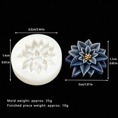 Silicone Mold Christmas Holly Flower Car Aromatherapy Candle Mold