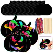 Halloween Scratch Art, Autumn Pumpkin Rainbow Scratch Paper, Magic Scratch-Off Decoration, Suitable For Classroom Activities, Thanksgiving Autumn Party Decor, Gift Favors - Multicolor - View 1