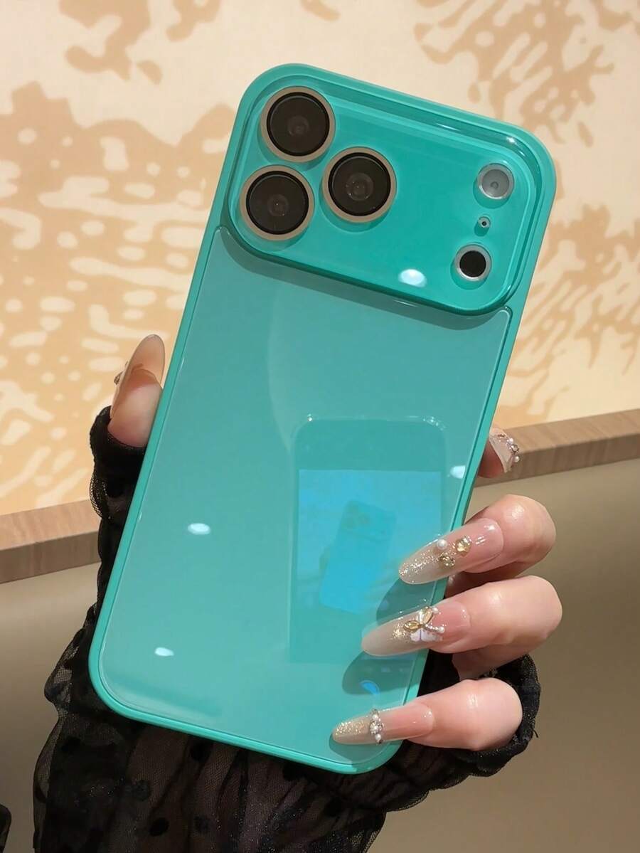 奢華純色亮面玻璃手機殼,相容 iPhone 17 Pro Max 16 15 14 13 12 11 Pro Max,鏡頭保護,極簡純色可愛優雅手機殼,相容 iPhone 17 Pro Max 16 Pro Max 17 Pro 15 Pro Max 14 Pro Max 13 Pro Max - 墨綠色 - 查看 1