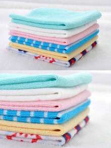 Infant Skin-Friendly Washable Small Square Towel Set, Breathable Soft Baby Bibs Newborn Daily Care Face Wipes (Note: Some Styles May Not Be Shown In Images) - Multicolor - View 5