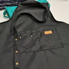 1件裝 聚酯纖維輕量透氣廚房中性服務員烹飪餐廳圍裙，附口袋，可調節掛脖設計，男士美甲沙龍美容院圍裙，女士圍裙 - 駝色 - 查看 3