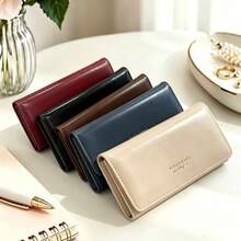 Women's Long Wallet, Minimalist Solid Color Large Capacity Multi-Card Slot Clutch, Suitable For Daily Use And Holiday Gifts - Multicolor - View 4