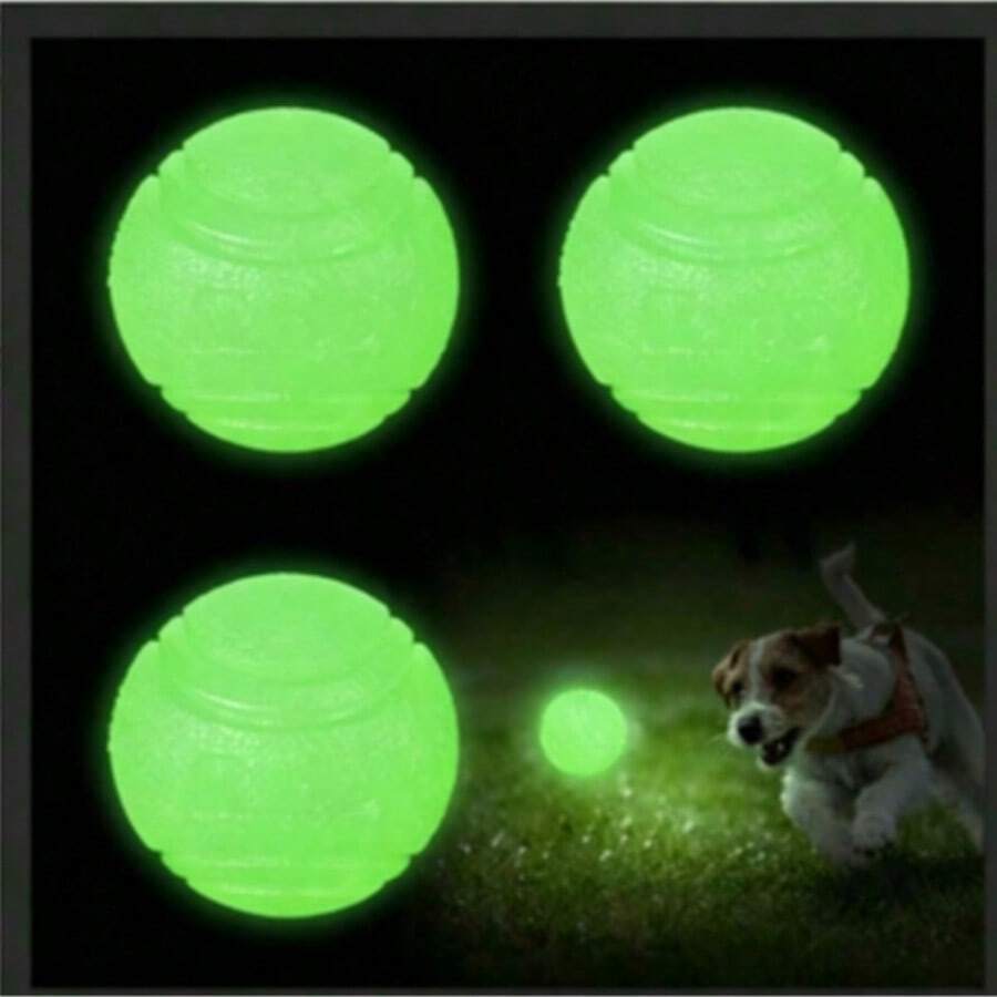 Glow In The Dark Elastic Ball, Pet Dog Chew Ball, Anti-Bite Toy Ball, Large, Medium Training And Entertainment Ball, And Small Dog (This Product Is An Elastic Ball, It Does Not Glow By Itself, It Is Not Easily Damaged, Made Of High Elasticity Rubber Material, Can Glow, Suitable For Teeth Training, Interactive Spherical Chew Toy, Suitable For Small, Medium, Large Dogs). - Multicolor - View 1