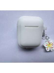 1件純色矽膠一體式保護套，適用於AirPods 4、Apple耳機、Pro 2、3、3、2，柔軟保護殼附3D櫻花吊飾，適合作為生日禮物 - 白色 - 查看 7