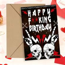 Heavy Metal Birthday Card, A Striking And Unique Birthday Card Designed Specifically For Rock Music Lovers, Perfect For Friends Or Colleagues Who Appreciate Unique And Humorous Birthday Greetings. Includes Envelope And Card - Red Envelope + Greeting Card - View 4