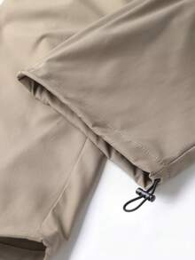Women's Solid Color Front Tie Pocket Minimalist Casual Outdoor Long Pants Drawstring Cargo Pants - Khaki - View 7