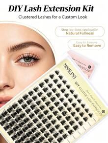 MKHLINA Single Cluster False Eyelashes DIY Eyelash Extensions C/CC/D Curl 8-18mm Mixed Length Fine Natural Look Segmented False Eyelashes Ultra-Thin Eyelash Stem Reusable Beginner-Friendly Daily Makeup Use (F14) - C/D 混合 - 查看 5