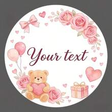 Pink Bow Baby Baptism Thank You Gift Stickers Round, Pink Plaid Baby Girl Snack Bag Gift Labels Bow Baby Decoration - Multicolor - View 7