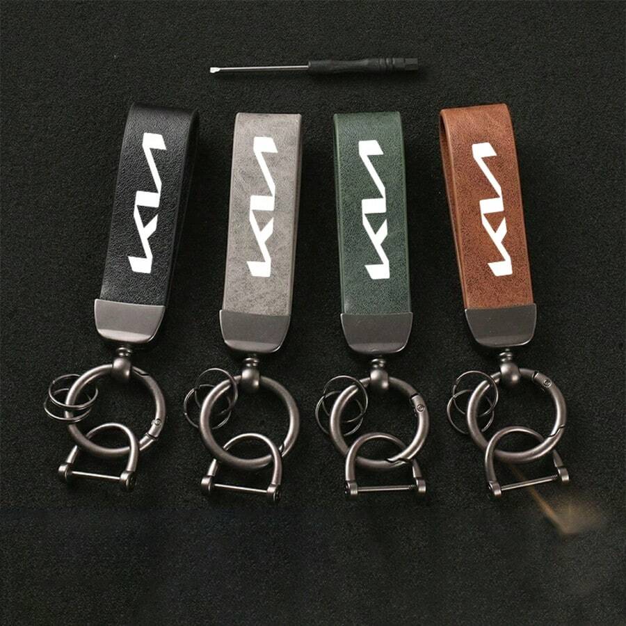 For KIA PU Leather Car Keychain With 360 Degree Rotation Zinc Alloy Keyring Premium Trinket For Car Keys Stylish Unisex Design Durable Key Holder Gift - Multicolor - View 1