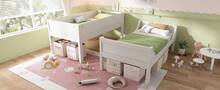 Double Bed Frame 90x200cm With Adjustable Ladder - 白色 - 查看 1