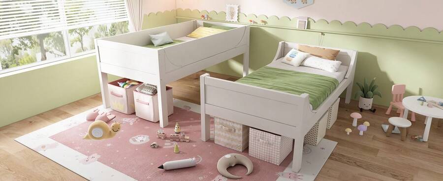 Double Bed Frame 90x200cm With Adjustable Ladder - 白色 - 查看 1