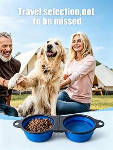 Portable Silicone Dog Bowl, Collapsible Pet Food & Water Dish For Travel, Camping, Hiking, Outdoor Adventures - Blue - View 4